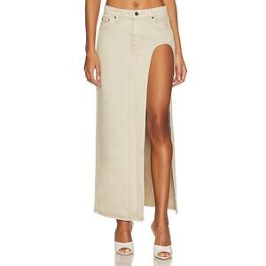 Grlfrnd 'Blanca' Tan Cotton Maxi Skirt With High Slit Size 27 - NWT